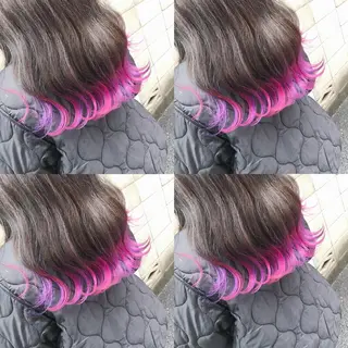 セミロング カラー ヘアアレンジ TAKUMAブリーチ /切りっぱなし🪽のヘアスタイル