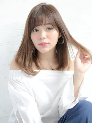 ミディアム カラー パーマ 野崎 ひかりのヘアスタイル