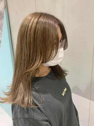 ロング オリーブ カラー✨有坂映哉のヘアスタイル