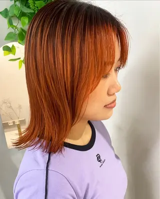 ミディアム カラー 髪質改善ストレート 🌈似合わせカットのヘアスタイル