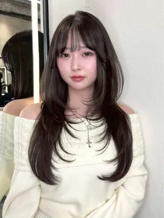 ロング 韓国レイヤー ☁️🫧森ハリス誠一のヘアスタイル