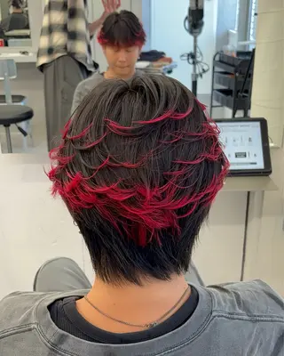 ミディアム メンズ メンズバレイヤージュ 🔥メンズカット🔥のヘアスタイル