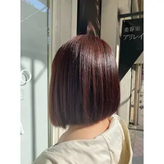 ミディアム カラー パーマ オーガニックカラー/ 髪質改善/暗髪/ボブのヘアスタイル