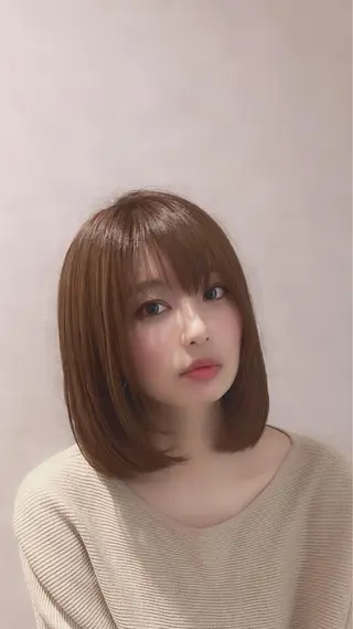 ミディアム カラー パーマ 巣山 竜一のヘアスタイル