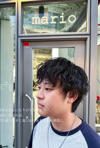 パーマ メンズ 松岡 陸弥のヘアスタイル