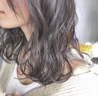 セミロング パーマ レイヤー/パーマ 透明感カラー倉持弘人のヘアスタイル