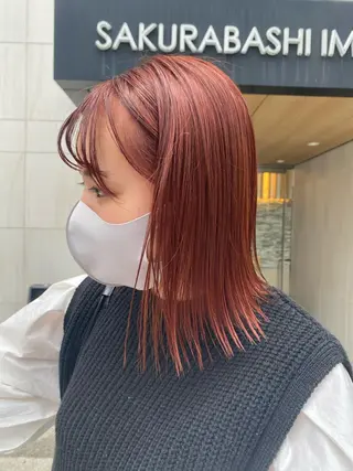 ミディアム デザインカラー/ボブ ブリーチカラー/ユリのヘアスタイル