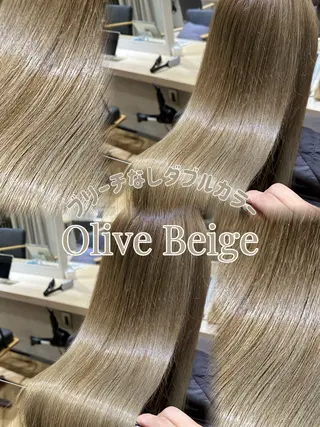 ロング カラー 赤み消し/オリーブ カーキ/福田れんのヘアスタイル