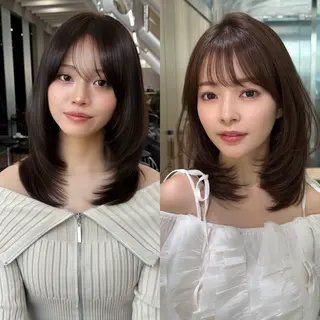 ミディアム 小顔カット×艶髪✨× 縮毛矯正/Jirouのヘアスタイル