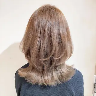 ミディアム カラー 顔まわりカット🌟 くびれヘア/寺門遥輝のヘアスタイル