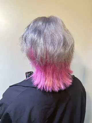 ミディアム カラー メンズ ブリーチ毛対応酸性 ストレート🌈サキのヘアスタイル