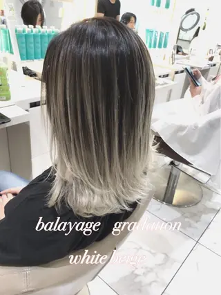 ミディアム カラー 山崎俊輔/髪質改善 /バレイヤージュのヘアスタイル