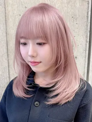 セミロング カラー 失敗しないハイトーン ✨ミルクティー/ミワのヘアスタイル