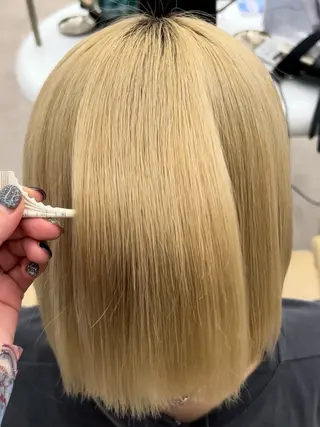 ミディアム ハルカ 透明感カラー 美髪縮毛矯正🥣のヘアスタイル