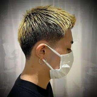 ショート カラー パーマ メンズ アイブロウ 京都駅メンズカット/ パーマ/Keigoのヘアスタイル