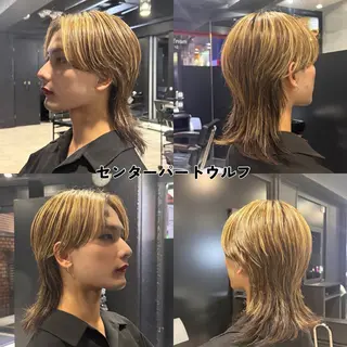 ミディアム パーマ メンズ 【フェザーパーマ】 【縮毛矯正】鶴田文のヘアスタイル