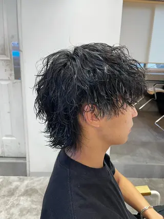 ミディアム パーマ メンズ メンズカット パーマ／稲葉のヘアスタイル