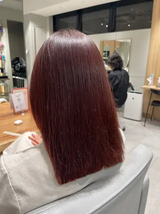 ミディアム 縮毛矯正×レイヤー カット/飯田 輝のヘアスタイル