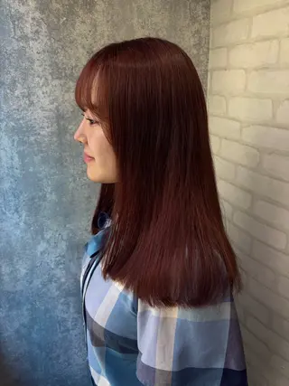 セミロング カラー 詩乃🎀ピンク 暖色系🫧レイヤーのヘアスタイル