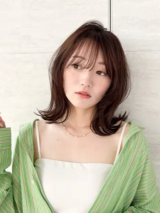 ミディアム 💖ボブ/縮毛矯正 顔周りレイヤー/ユイのヘアスタイル