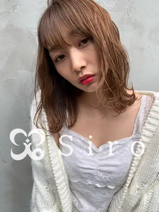 ミディアム カラー 韓国レイヤーカット 🧸ベージュカラーのヘアスタイル