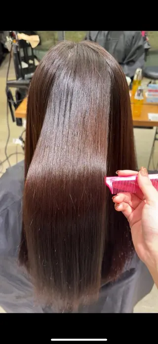 セミロング パーマ 艶カラー／縮毛矯正 ／kana‎🤍のヘアスタイル