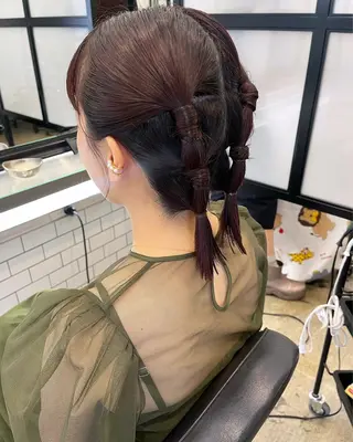 ミディアム ヘアアレンジ 暖色カラー/ピンク カラー/HARUKAのヘアスタイル