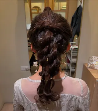 ロング ヘアアレンジ ボウ🪞ヘアセット /メイク/マツパのマツエク・マツパデザイン