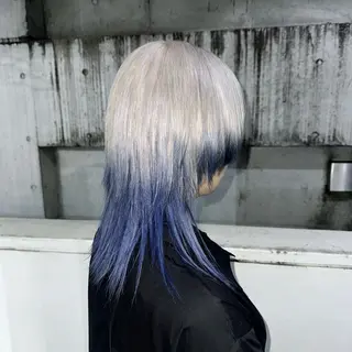 セミロング カラー ハイトーン/ウルフ /エクステ/ましろのヘアスタイル