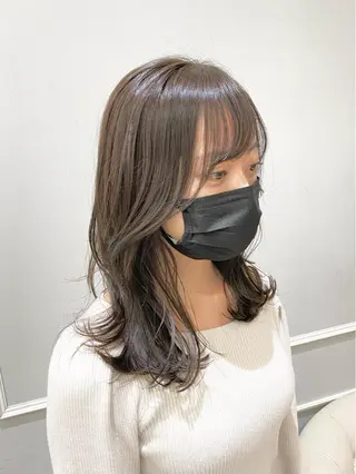 セミロング 似合わせ艶髪カラー ❤️ハダユミのヘアスタイル