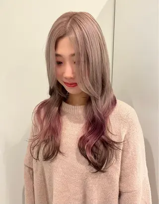 カラー 興津/韓国レイヤー ダブルカラー美髪縮毛のヘアスタイル