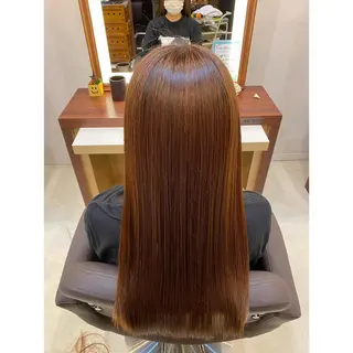 ミディアム カラー パーマ オーガニックカラー/ 髪質改善/暗髪/ボブのヘアスタイル