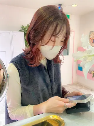 セミロング 髪質改善韓国レイヤー SHIORI🦋のヘアスタイル