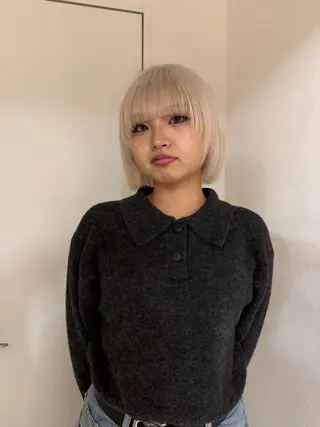 ミディアム カラー ヘアアレンジ 【🥀履歴修正🥀】 ハイトーン職人/拓真のヘアスタイル