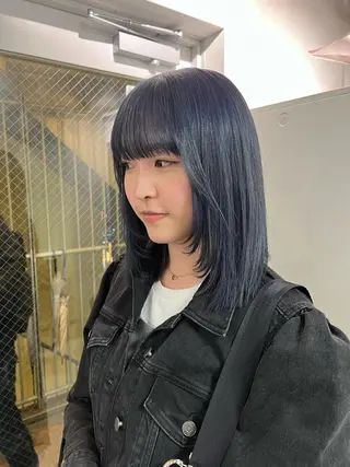 ミディアム カラー ハイトーン&髪質改善 &韓国エクステ🤎のヘアスタイル