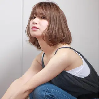 ショート カラー 薬院:今泉/上川美幸 ボブ/顔周りレイヤーのヘアスタイル