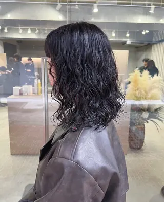 ミディアム パーマ ボブパーマコテ巻き風 パーマNo1深江秀平のヘアスタイル