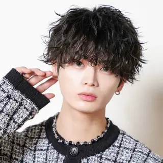 ミディアム カラー パーマ メンズ ハイトーン/メンズマ ッシュ/KYOHEIのヘアスタイル