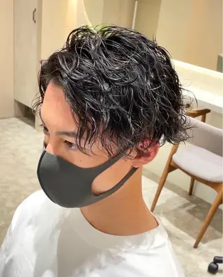 ショート パーマ メンズ 中崎町メンズパーマ/ シャドウ/山下拓実のヘアスタイル