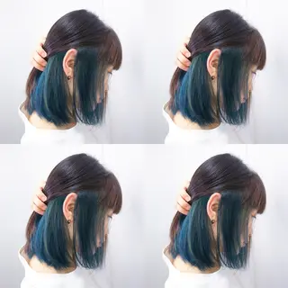 ミディアム カラー ヘアアレンジ TAKUMAブリーチ /切りっぱなし🪽のヘアスタイル