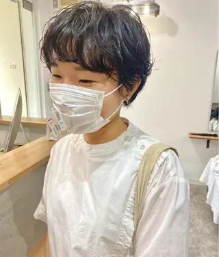 ショート パーマ 森貴裕/ベージュ/ パーマ/オリーブのヘアスタイル