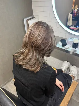 セミロング ハイトーンカラー 縮毛矯正/ジャックのヘアスタイル