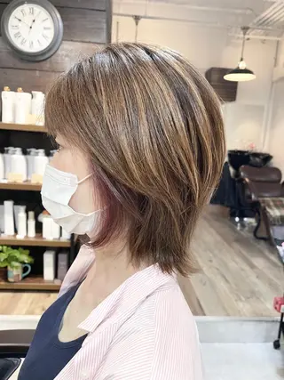 ミディアム カラー 髪質改善で 憧れの潤艶美髪にのヘアスタイル