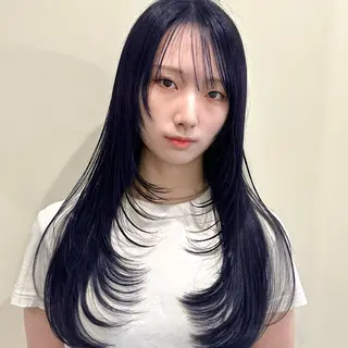 ロング 🌹ハッシュカット、 レイヤー韓国ヘア🌹のヘアスタイル