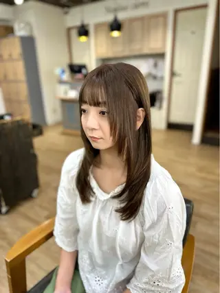 セミロング カラー パーマ ヘアアレンジ メンズ キッズ 骨格レイヤーカット 🌿美髪縮毛矯正のヘアスタイル