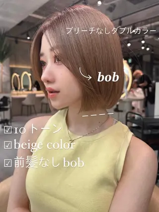 ミディアム カラー かえ🩶韓国ボブ🎀 透明感カラー🥣のヘアスタイル