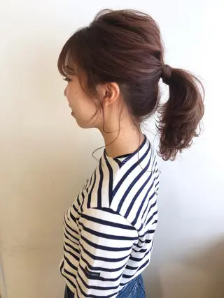 セミロング カラー ヘアアレンジ MIOベージュカラー 柔らかいカラーのヘアスタイル