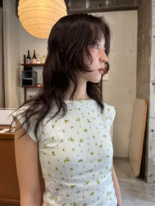ミディアム カラー パーマ 永田 愛莉のヘアスタイル