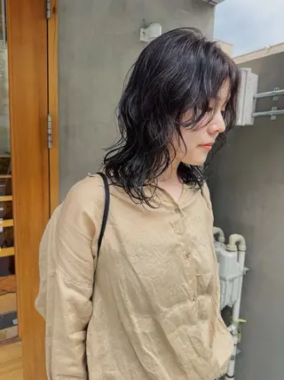 ミディアム パーマ ヘアアレンジ ニュアンスヘア🌔 nanakoのヘアスタイル