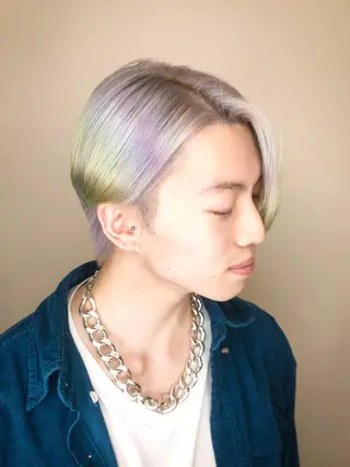 ショート カラー メンズ ✨デザインカラー✨ ハイトーン　森貴章のヘアスタイル